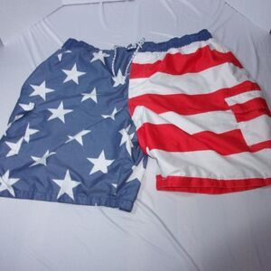 Foundry Supply Co Mens Boardshorts Sz 3XL Red White Blue Print Swim Trunks Beach